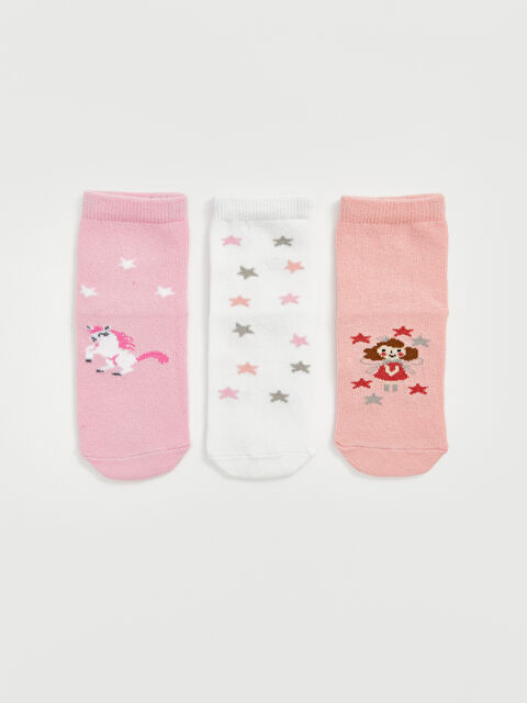 LCW Kids Baskılı Kız Bebek Soket Çorap 3'lü - W4ID73Z1-FPZ