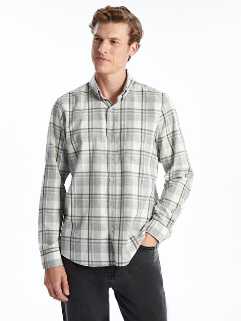 LCWAIKIKI Classic Regular Fit Uzun Kollu Ekose Gabardin Erkek Gömlek - W4ID85Z8-LKQ