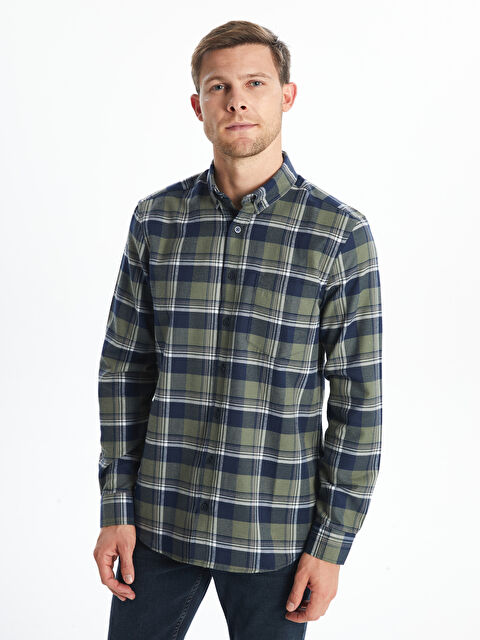 LCWAIKIKI Classic Regular Fit Uzun Kollu Ekose Gabardin Erkek Gömlek - W4ID85Z8-LMU