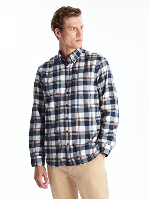 LCWAIKIKI Classic Regular Fit Uzun Kollu Ekose Gabardin Erkek Gömlek - W4ID85Z8-LN6