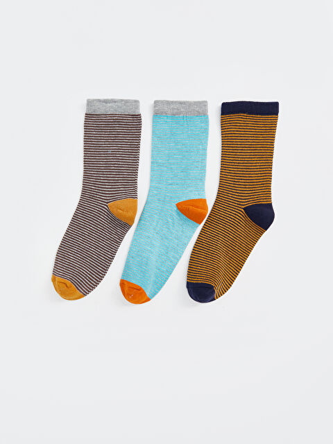 LCW ECO Çizgili Erkek Çocuk Soket Çorap 3'lü - W4IF01Z4-JSE