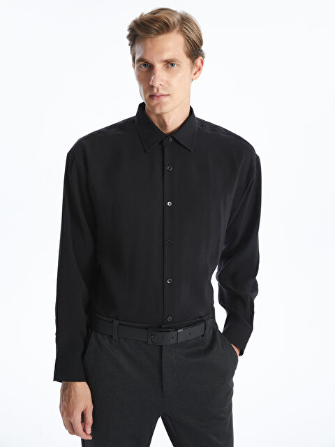 LCW BUSINESS Rahat Kalıp Uzun Kollu Armürlü Erkek Gömlek - W4IF28Z8-RQL