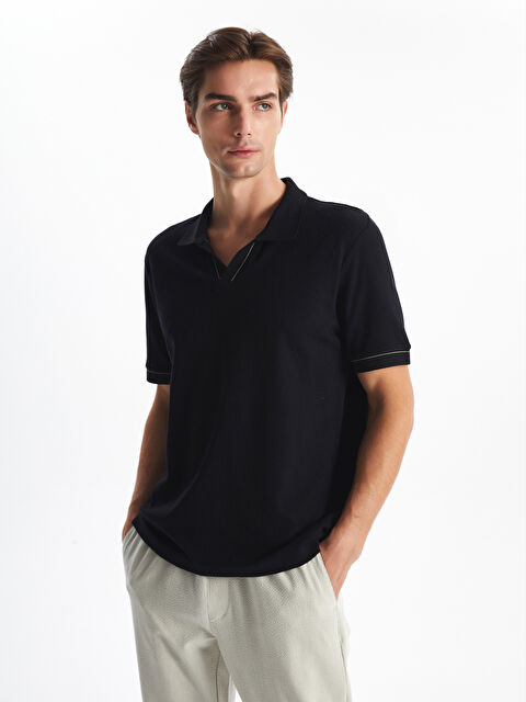 LCW Vision Polo Yaka Kısa Kollu Erkek Dokulu Tişört - W4IF46Z8-CVL