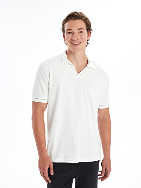 LCW Vision Polo Neck Short Sleeve Men's Textured T-Shirt - W4IF46Z8-R9J