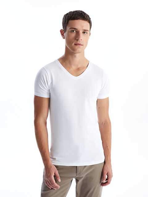 LC WAIKIKI V Yaka Kısa Kollu Penye Erkek Tişört - W4IG10Z8-Q6K