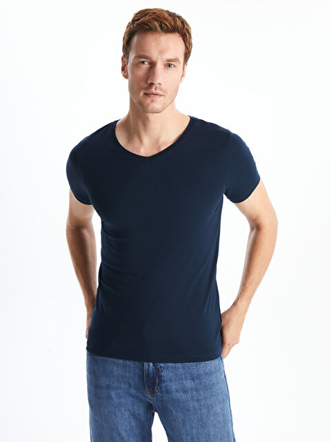 LC WAIKIKI V Yaka Kısa Kollu Penye Erkek Tişört - W4IG10Z8-RFH