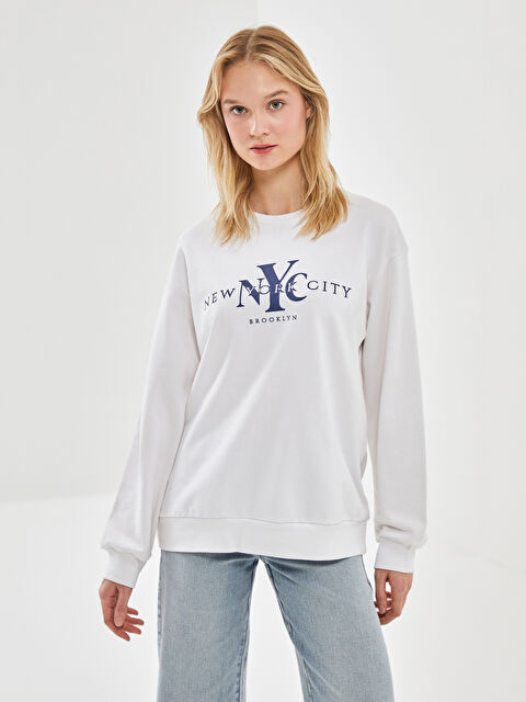 LCW Vision Crew Neck Printed Women's Sweatshirt - W4IG70Z8-Q6K
