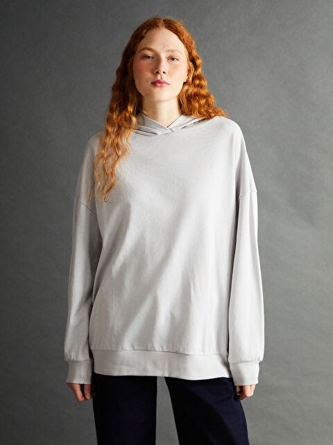 LCW Vision Plain Long Sleeve Oversize Women's Hoodie - W4IG73Z8-JSB