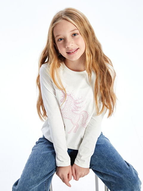 LCW Kids Bisiklet Yaka Kız Çocuk Tişört - W4IG90Z4-FDU