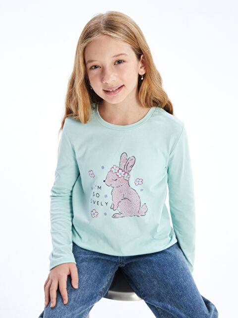 LCW Kids Bisiklet Yaka Kız Çocuk Tişört - W4IG92Z4-V88