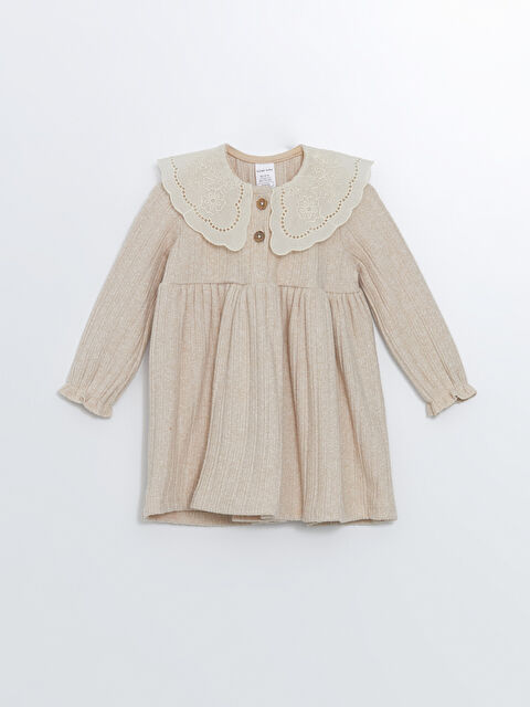 LCW baby Bebe Yaka Uzun Kollu Kız Bebek Nakışlı Elbise - W4IH19Z1-L8Q