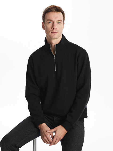 LCW ECO Dik Yaka Uzun Kollu Erkek Kalın Sweatshirt - W4IH81Z8-CVL