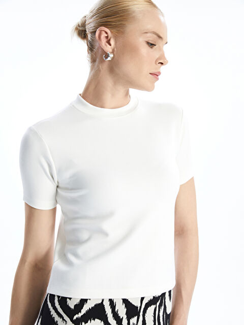 LCW Vision Dik Yaka Kadın Tişört - W4IH83Z8-R9J