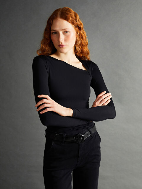 LCW Vision Asimetrik V Yaka Kadın Bluz - W4II09Z8-CVL