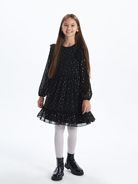 LCW Kids Bisiklet Yaka Kız Çocuk Tül Elbise - W4II47Z4-LQJ