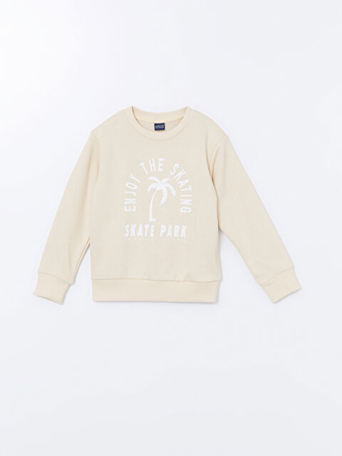 LCW ECO Bisiklet Yaka Baskılı Uzun Kollu Erkek Çocuk Sweatshirt - W4IJ04Z4-G6A