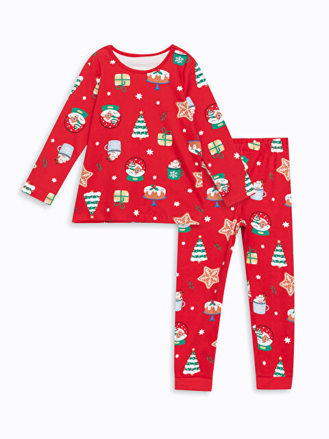LCW Kids Bisiklet Yaka Baskılı Kız Çocuk Pijama Takımı - W4IJ56Z4-LTQ