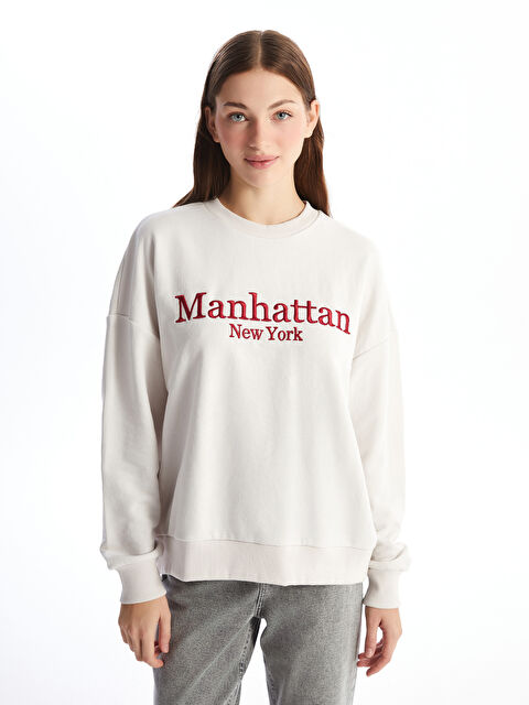 LCW Vision Bisiklet Yaka Nakışlı Kadın Sweatshirt Tunik - W4IK31Z8-FX7