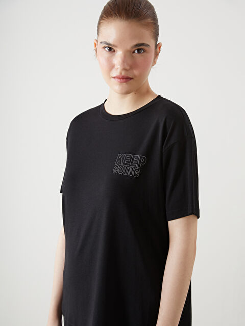 XSIDE ACTIVE Bisiklet Yaka Baskılı Kadın Spor Tişört - W4IK49Z8-CVL