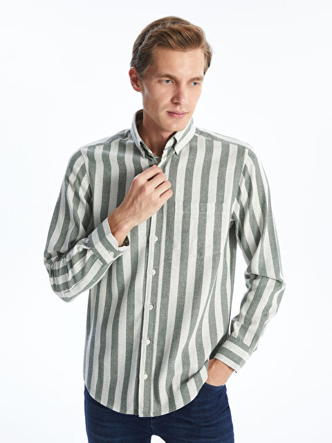 LCWAIKIKI Classic Regular Fit Uzun Kollu Çizgili Erkek Gömlek - W4IL50Z8-LFT