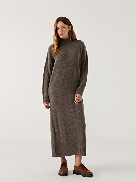 LCW Modest Yarım Balıkçı Yaka Kadın Triko Elbise - W4IL56Z8-K6V