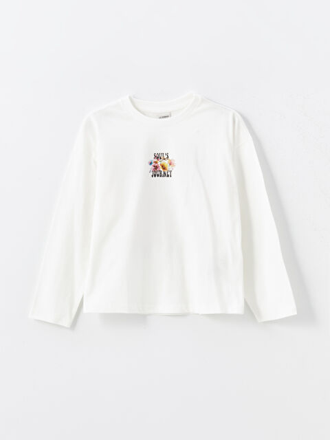 LCW Kids Crew Neck Printed Long Sleeve Girls' T-Shirt - W4IM53Z4-FDU