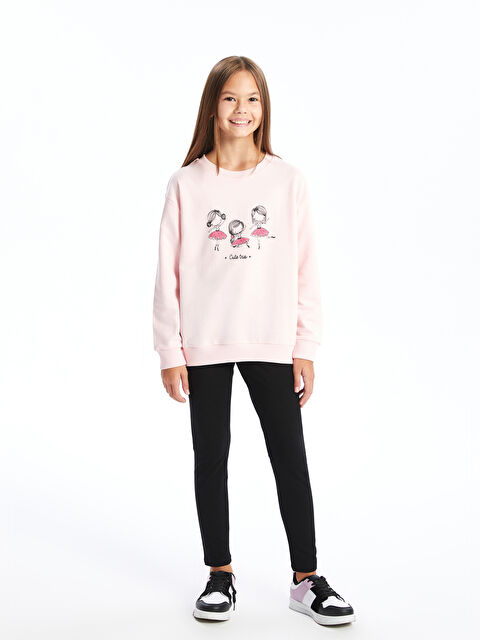 LCW Kids Bisiklet Yaka Kız Çocuk Sweatshirt - W4IM54Z4-FUG