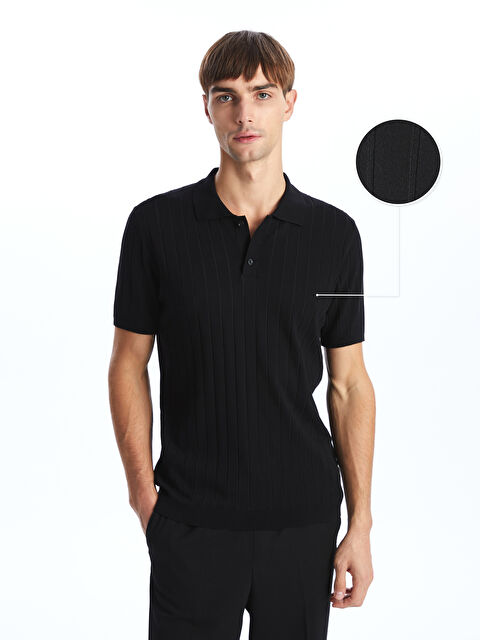 LCW Vision Polo Yaka Kısa Kollu Çizgili Erkek Triko Kazak - W4IM56Z8-CVL