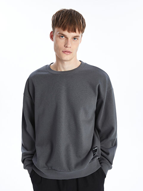 XSIDE Bisiklet Yaka Baskılı Erkek Kalın Sweatshirt - W4IM88Z8-YAN