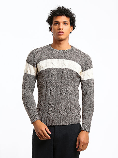 LCWAIKIKI Classic Crew Neck Long Sleeve Men's Tricot Sweater - W4IN28Z8-DJL