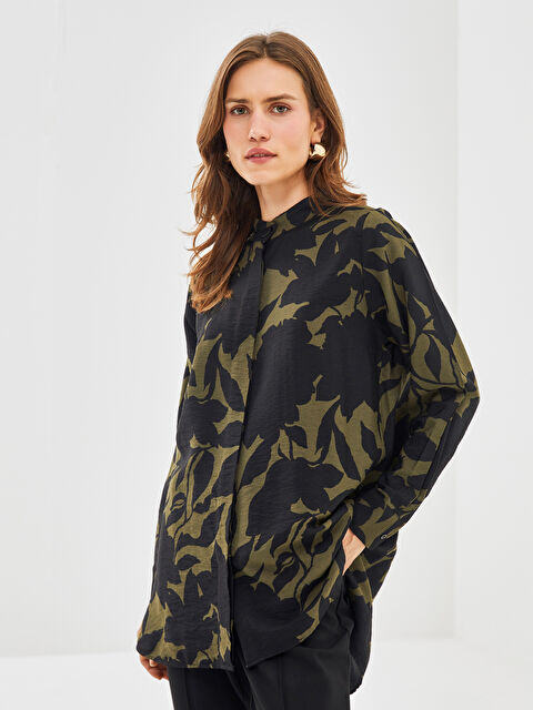 LCWAIKIKI Classic Hakim Yaka Desenli Kadın Gömlek Tunik - W4IO03Z8-LS6