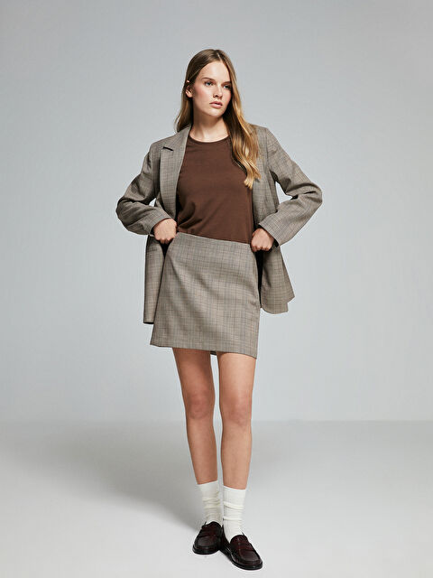 LCW Vision Beli Fermuarlı Ekose Kadın Mini Etek - W4IP31Z8-LKQ