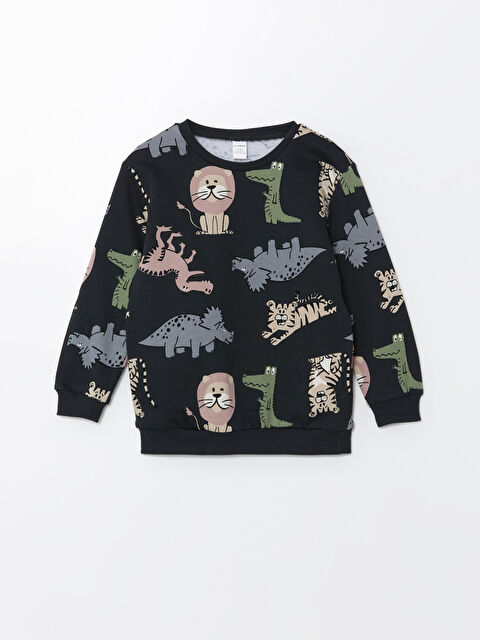 LCW Kids Bisiklet Yaka Uzun Kollu Baskılı Erkek Bebek Sweatshirt - W4IP58Z1-LQ9