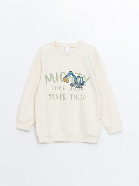 LCW Kids Bisiklet Yaka Baskılı Erkek Bebek Sweatshirt - W4IP60Z1-QVK