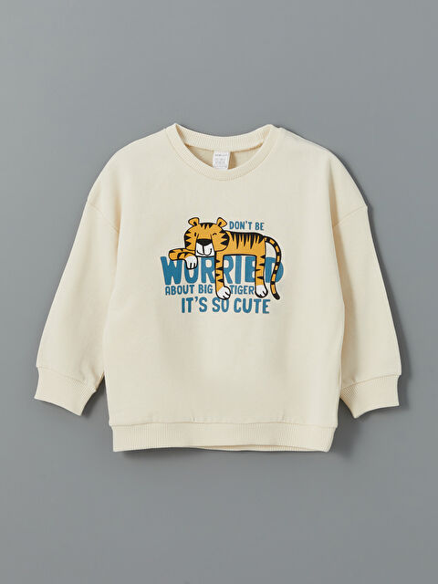 LCW ECO Bisiklet Yaka Baskılı Erkek Bebek Sweatshirt - W4IP86Z1-QVK