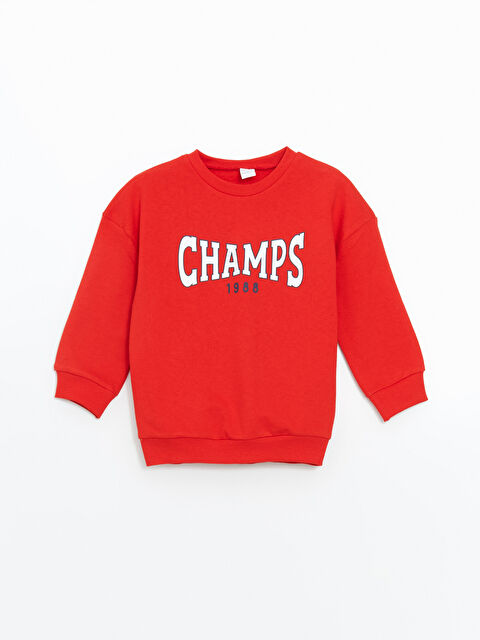 LCW ECO Bisiklet Yaka Baskılı Erkek Çocuk Sweatshirt - W4IP87Z1-GYE