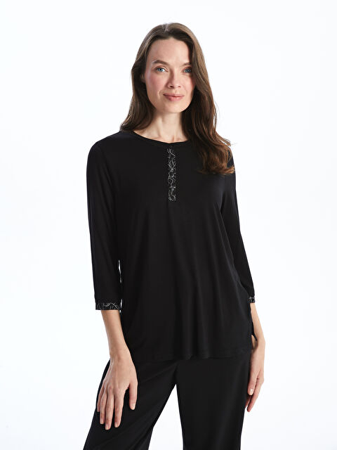 LCW Grace Bisiklet Yaka Desenli Kadın Bluz - W4IQ12Z8-CVL