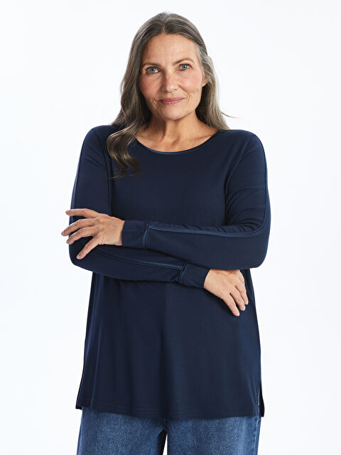 LCW Grace Bisiklet Yaka Kadın Tişört - W4IQ14Z8-E1J