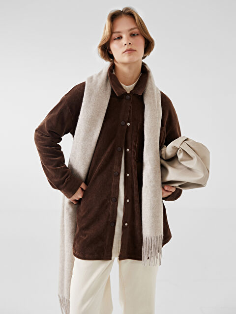 LCW Modest Oversize Kadife Kadın Gömlek Tunik - W4IQ36Z8-D2N