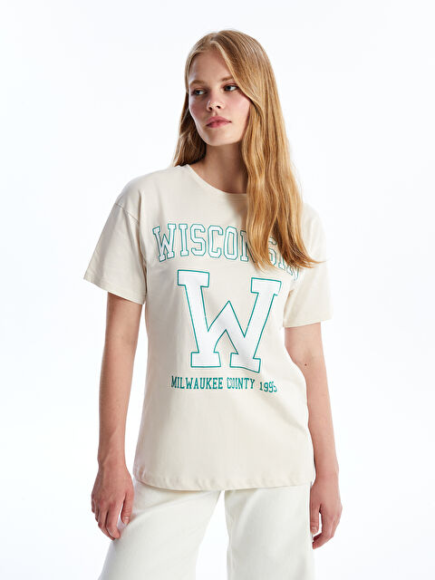 LCW Vision Crew Neck Printed Short Sleeve Women's T-Shirt - W4IQ67Z8-RQP