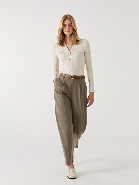 LCW Vision Beli Kemerli Havuç Kesim Kadın Pantolon - W4IQ92Z8-JME