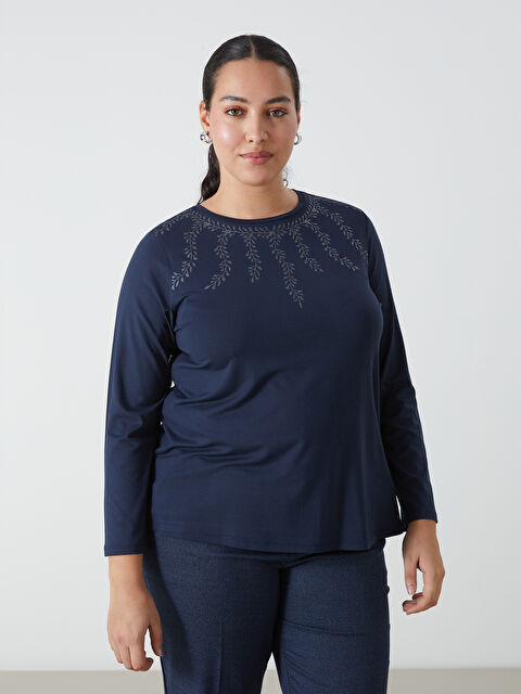 LCW Grace Bisiklet Yaka Desenli Kadın Bluz - W4IS31Z8-E1J