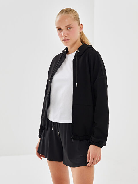 XSIDE ACTIVE Kapüşonlu Oversize Kadın Kalın Fermuarlı Sweatshirt - W4IS40Z8-CVL