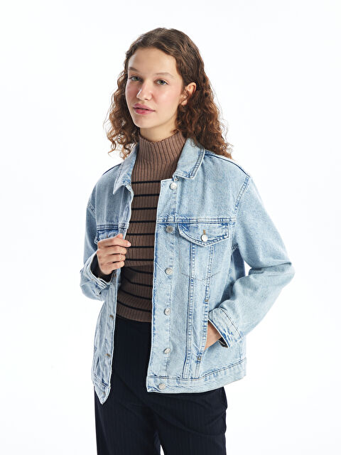LCW Vision Düz Uzun Kollu Kadın Jean Ceket - W4IS52Z8-311