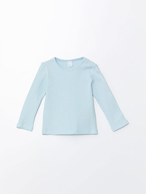 LCW ECO Bisiklet Yaka Uzun Kollu Basic Kız Çocuk Tişört - W4IS88Z1-U6U