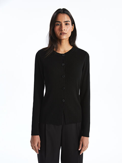 LCWAIKIKI Classic Bisiklet Yaka Kadın Triko Hırka - W4IT40Z8-CVL