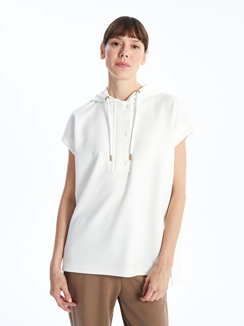 LCWAIKIKI Basic Kapüşonlu Oversize Kadın Tişört - W4IT48Z8-FEW