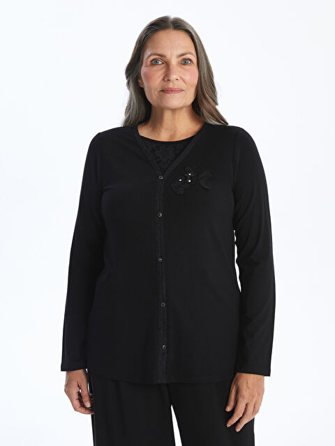 LCW Grace Bisiklet Yaka Nakışlı Kadın Bluz - W4IT69Z8-CVL