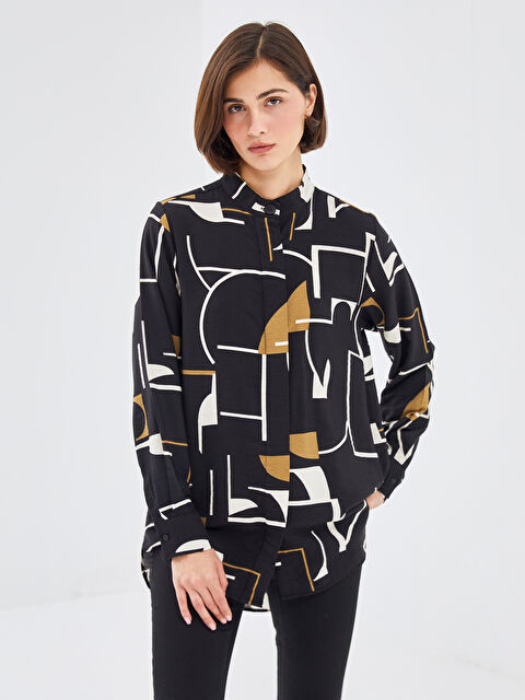 LCWAIKIKI Classic Hakim Yaka Desenli Kadın Gömlek Tunik - W4IT82Z8-LQJ