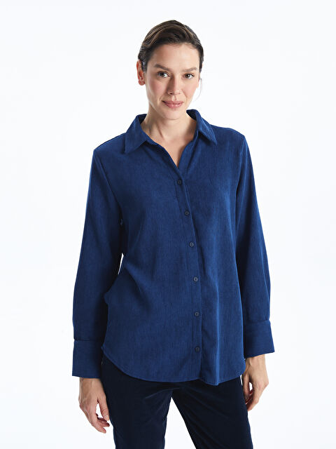 LCWAIKIKI Classic Dokulu Kadife Kadın Gömlek - W4IT83Z8-YGH